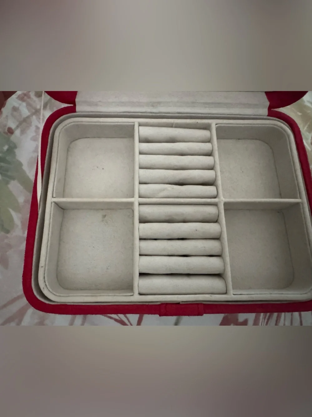 Mele & Co Red Velvet Jewelry Box with removable tray